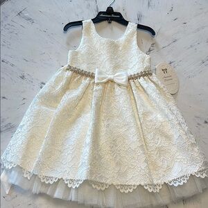 American Princess Cream and White Flower Girl or Formal Dress